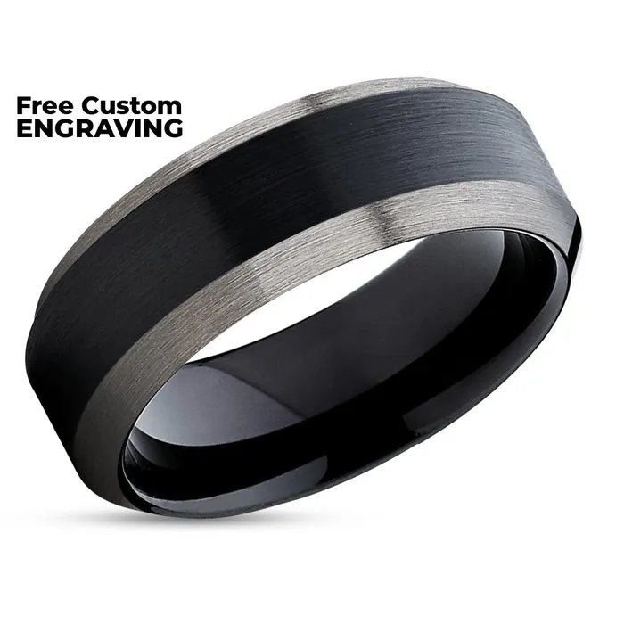 Rings Clean Casting Jewelry Black Tungsten Wedding Band Gunmetal Tungsten Ring Black Tungsten Ring Black Ring