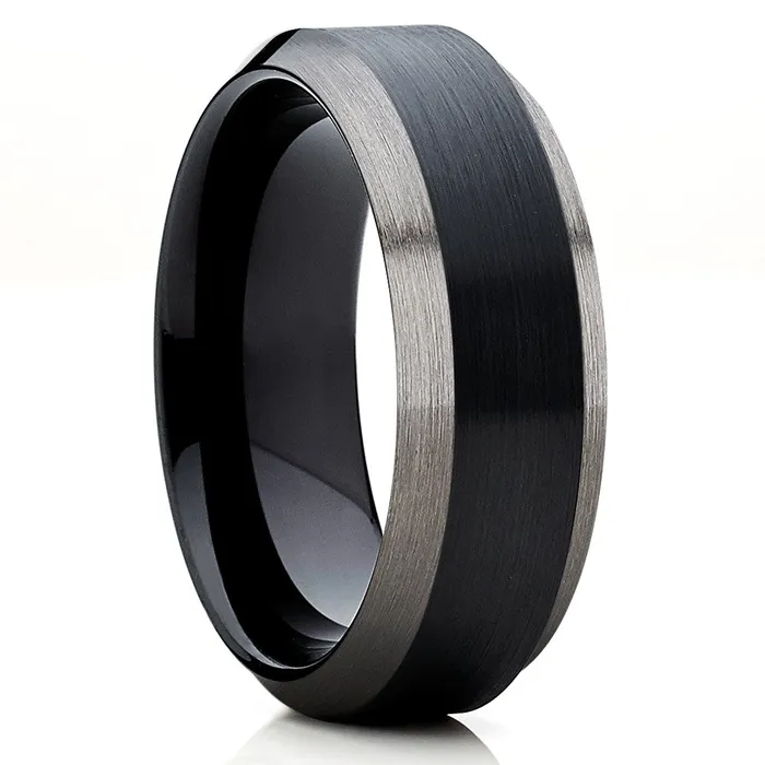Rings Clean Casting Jewelry Black Tungsten Wedding Band Gunmetal Tungsten Ring Black Tungsten Ring Black Ring