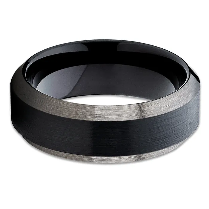 Rings Clean Casting Jewelry Black Tungsten Wedding Band Gunmetal Tungsten Ring Black Tungsten Ring Black Ring