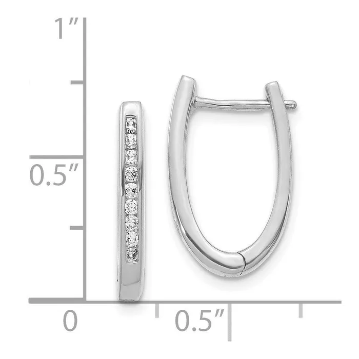 14k White Gold Diamond Oval Hoop Earrings Jewelry Earrings 14k White Gold Diamond Oval Hoop Earrings Jewelry Earrings