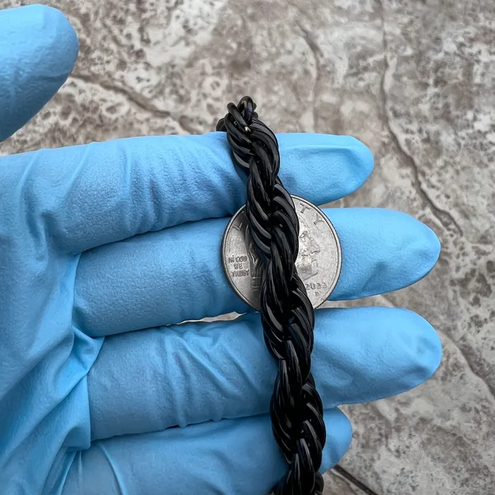 316L Stainless Steel Black Rope Chain Necklace 10mm 24 inch Bling Cartel Necklaces 316L Stainless Steel Black Rope Chain Necklace 10mm 24 inch Bling Cartel Necklaces