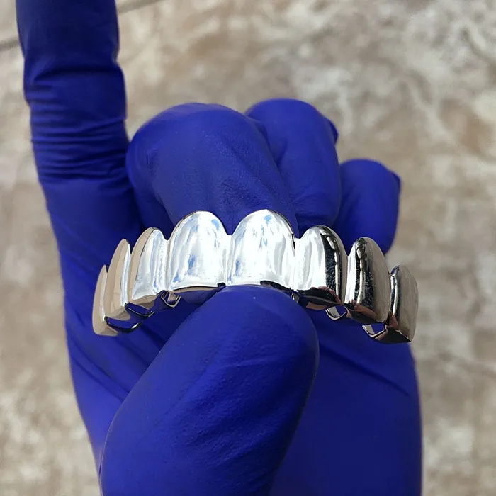 Bling Cartel Admin Rings Solid 925 Sterling Silver Eight Teeth 8 Top Plain Grillz