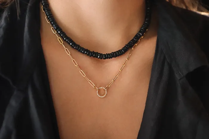 Charm Necklaces Earthly Abundance Jewelry Charm holder 3 microns gold vermeil white topaz