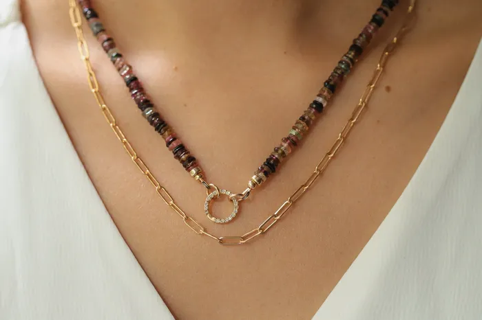 Charm Necklaces Earthly Abundance Jewelry Charm holder 3 microns gold vermeil white topaz