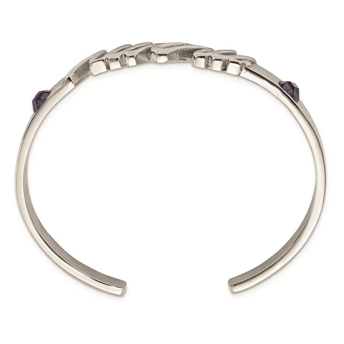 Chisel Bracelets Stainless Steel Polished CZ Mom Bangle Chisel Bracelets Stainless Steel Polished CZ Mom Bangle