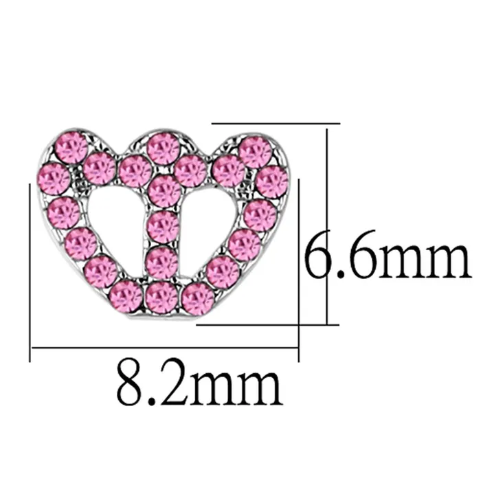 Earrings LO3231 Rhodium Brass Earrings with Top Grade Crystal in Rose Alamode