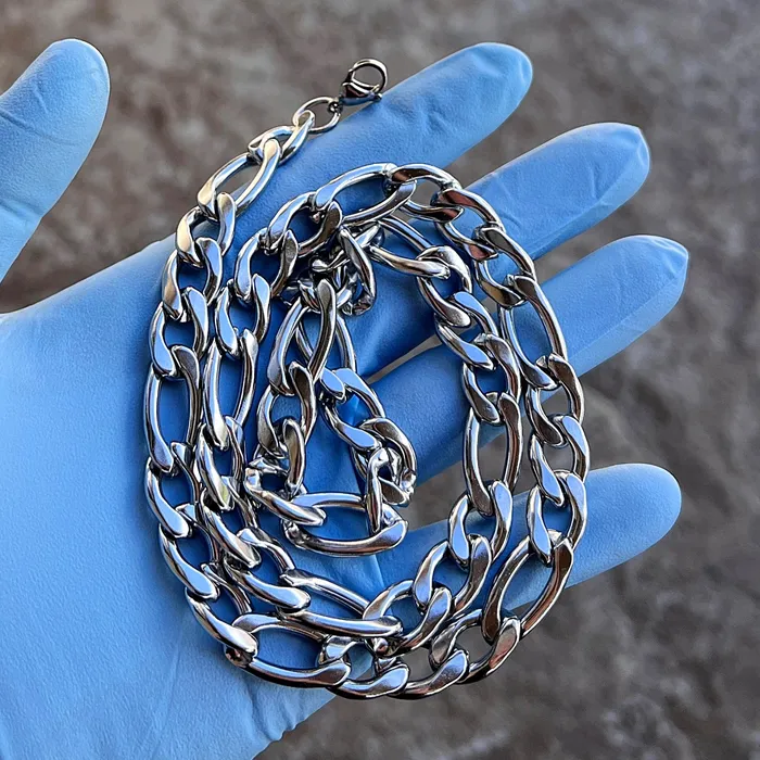 Necklaces Solid 316L Stainless Steel Figaro Link Chain Necklace 24 x 11MM Thick Bling Cartel Necklaces Solid 316L Stainless Steel Figaro Link Chain Necklace 24 x 11MM Thick Bling Cartel