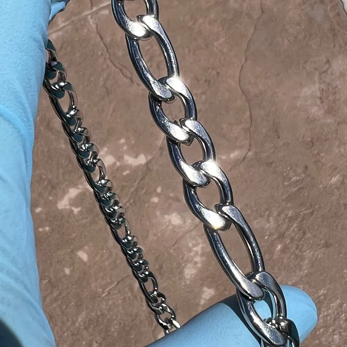 Necklaces Solid 316L Stainless Steel Figaro Link Chain Necklace 24 x 11MM Thick Bling Cartel Necklaces Solid 316L Stainless Steel Figaro Link Chain Necklace 24 x 11MM Thick Bling Cartel