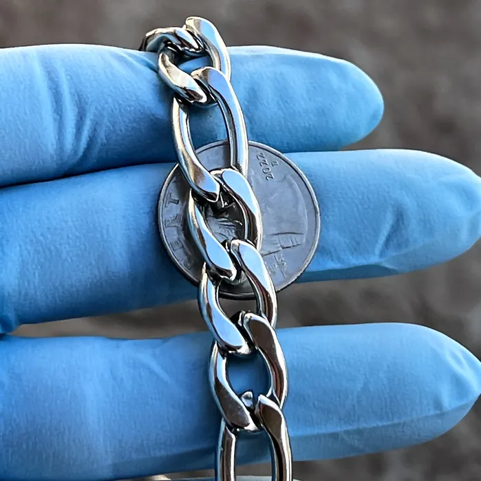 Necklaces Solid 316L Stainless Steel Figaro Link Chain Necklace 24 x 11MM Thick Bling Cartel Necklaces Solid 316L Stainless Steel Figaro Link Chain Necklace 24 x 11MM Thick Bling Cartel