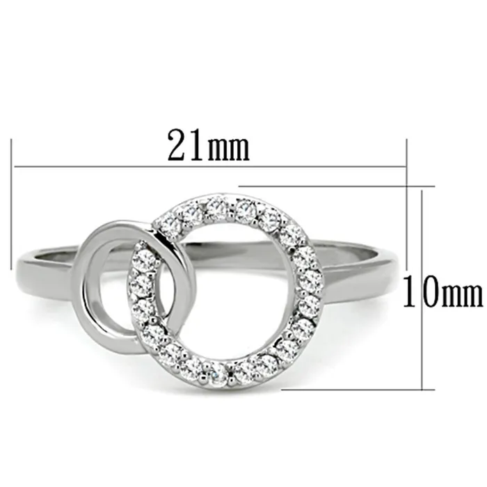 Rings Alamode 3W756 Rhodium Brass Ring with AAA Grade CZ in Clear