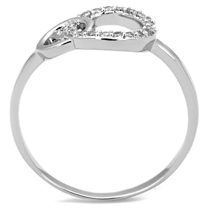 Rings Alamode 3W756 Rhodium Brass Ring with AAA Grade CZ in Clear