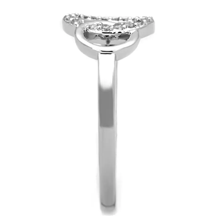 Rings Alamode 3W756 Rhodium Brass Ring with AAA Grade CZ in Clear