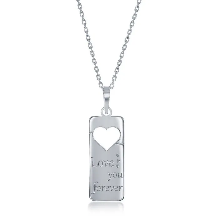 Sterling Silver 2PC Tag Heart Necklace Set 162 Inch Love You Forever Tag 142 Mom Heart Classic Necklaces Sterling Silver 2PC Tag Heart Necklace Set 162 Inch Love You Forever Tag 142 Mom Heart Classic Necklaces