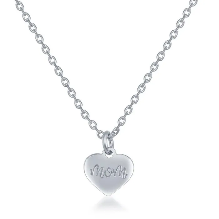 Sterling Silver 2PC Tag Heart Necklace Set 162 Inch Love You Forever Tag 142 Mom Heart Classic Necklaces Sterling Silver 2PC Tag Heart Necklace Set 162 Inch Love You Forever Tag 142 Mom Heart Classic Necklaces