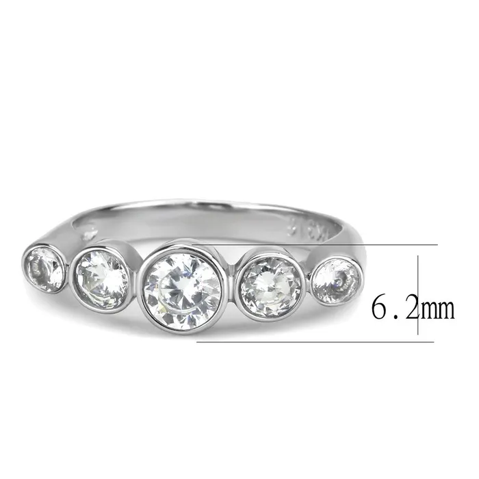 TK3697 High polished no plating Stainless Steel Ring with AAA Grade CZ in Clear Alamode Rings