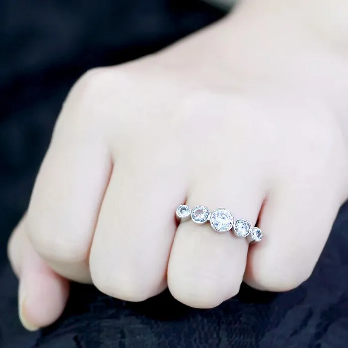 TK3697 High polished no plating Stainless Steel Ring with AAA Grade CZ in Clear Alamode Rings