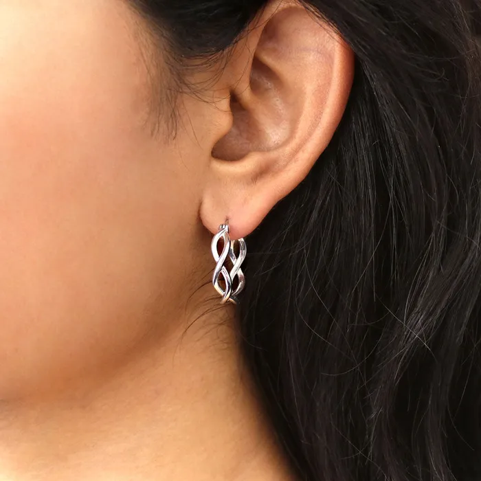 BERRICLE Earrings Woven Medium Hoop Earrings in Sterling Silver 08