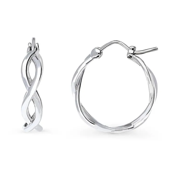 BERRICLE Earrings Woven Medium Hoop Earrings in Sterling Silver 08
