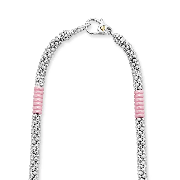 LAGOS Necklaces Pink Caviar Pink Silver Station Ceramic Beaded Necklace 5mm