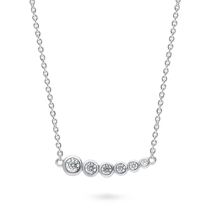 Necklaces Bubble Graduated CZ Necklace in Sterling Silver BERRICLE