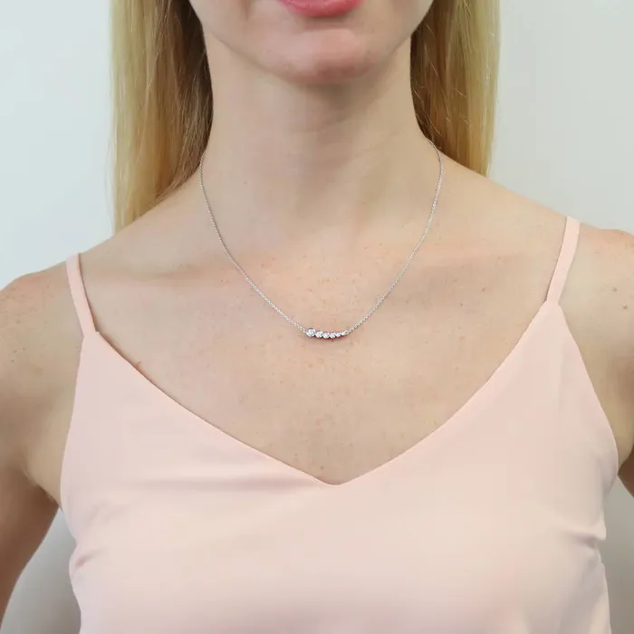 Necklaces Bubble Graduated CZ Necklace in Sterling Silver BERRICLE