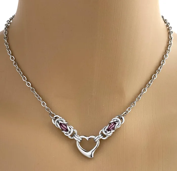 Captive Collars Heart Chainmaille Accents Necklaces