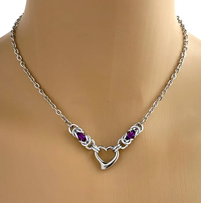 Captive Collars Heart Chainmaille Accents Necklaces