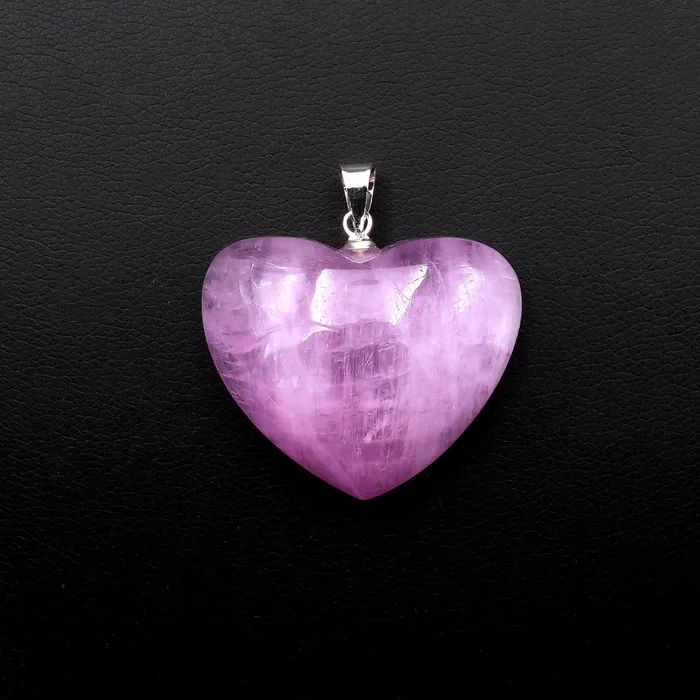 Intrinsic Trading AAA Natural Kunzite Pendant Puffy Heart Gemstone Focal Bead Necklaces