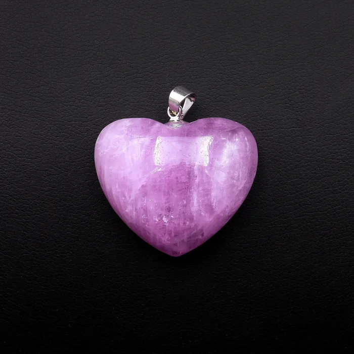 Intrinsic Trading AAA Natural Kunzite Pendant Puffy Heart Gemstone Focal Bead Necklaces