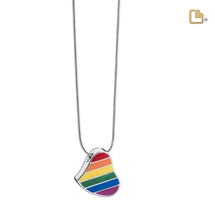 LoveUrns Treasure Necklaces Pride Rainbow Sterling Silver Cremation Pendant