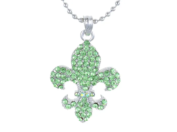 Alilang Fleur De Lis Peridot Green Chain Pendant Necklace Necklaces