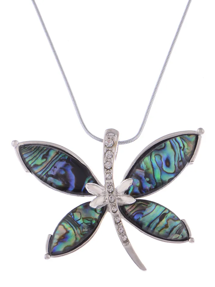 Alilang Necklaces Abalone Colored Dragonfly Pendant Necklace