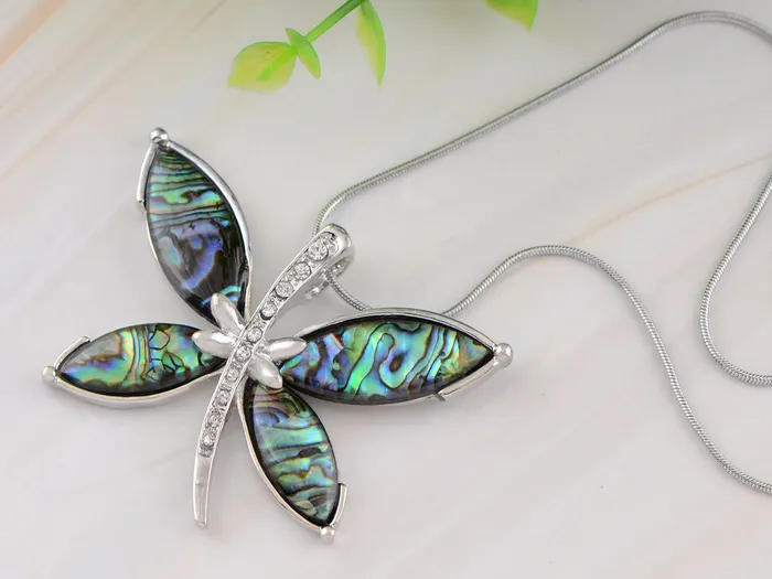Alilang Necklaces Abalone Colored Dragonfly Pendant Necklace Alilang Necklaces Abalone Colored Dragonfly Pendant Necklace