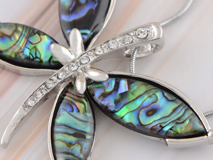 Alilang Necklaces Abalone Colored Dragonfly Pendant Necklace Alilang Necklaces Abalone Colored Dragonfly Pendant Necklace