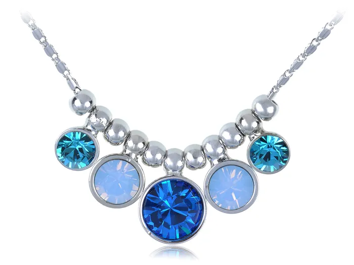Alilang Necklaces Swarovski Crystal Silver Sapphire Aquamarine Round Bubble Necklace
