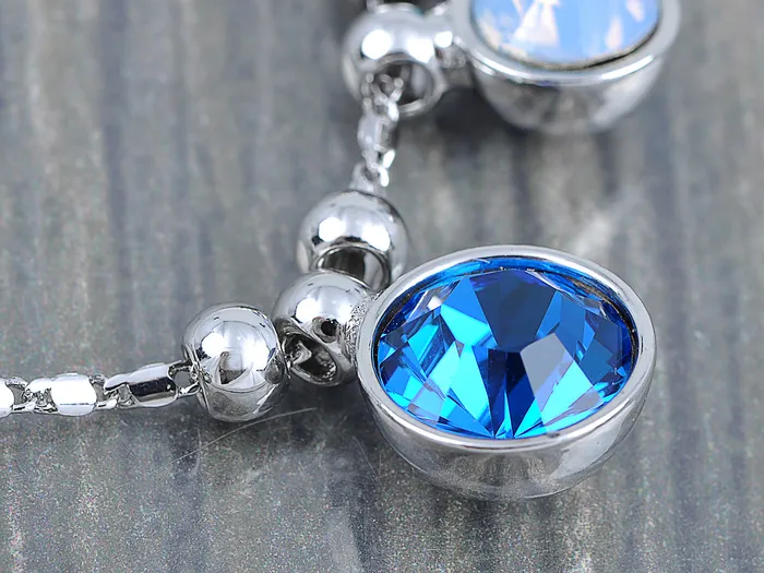 Alilang Necklaces Swarovski Crystal Silver Sapphire Aquamarine Round Bubble Necklace Alilang Necklaces Swarovski Crystal Silver Sapphire Aquamarine Round Bubble Necklace