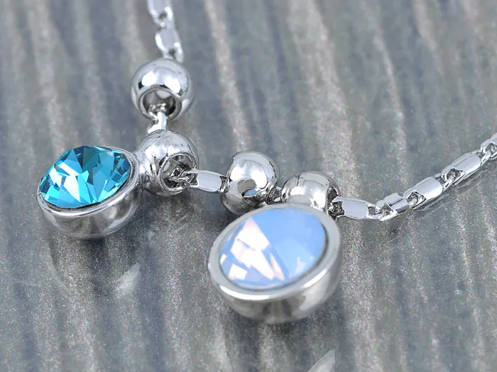 Alilang Necklaces Swarovski Crystal Silver Sapphire Aquamarine Round Bubble Necklace Alilang Necklaces Swarovski Crystal Silver Sapphire Aquamarine Round Bubble Necklace