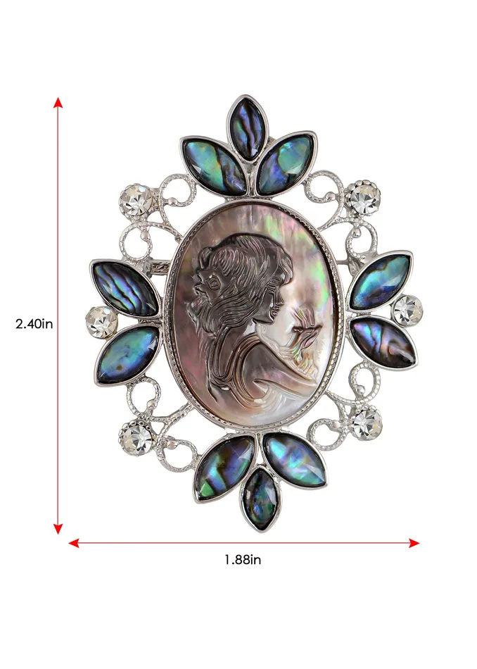 Alilang Vintage Inspired Abalone Shell Clear Crystal Rhinestone Lady Cameo Brooch Pin Maiden Flower Pendant Alilang Necklaces Alilang Vintage Inspired Abalone Shell Clear Crystal Rhinestone Lady Cameo Brooch Pin Maiden Flower Pendant Alilang Necklaces
