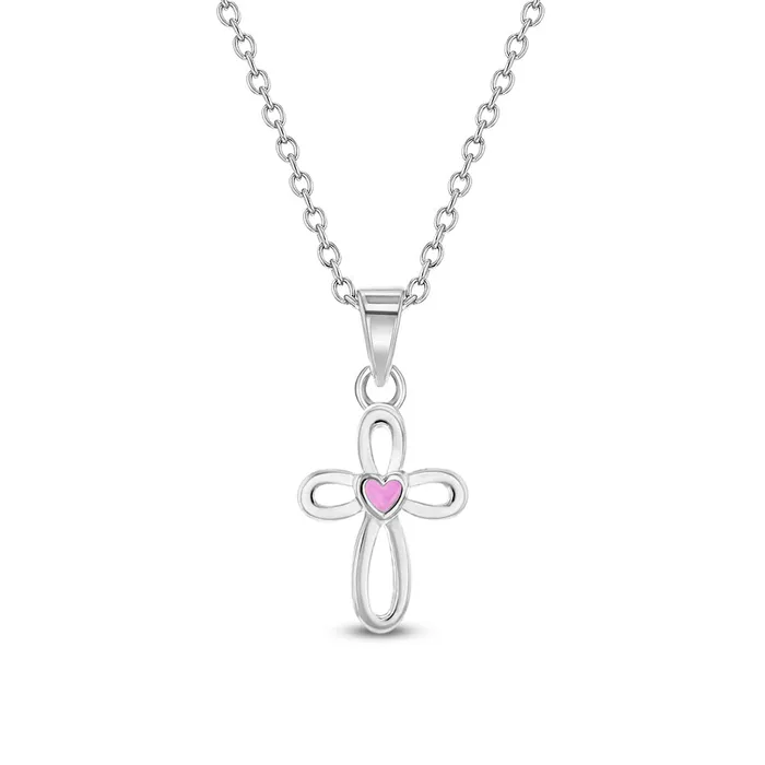 Baby Pendants Necklaces Necklaces Tiny Open CZ Cross 11mm ToddlerKidsGirls Necklace Religious Sterling Silver