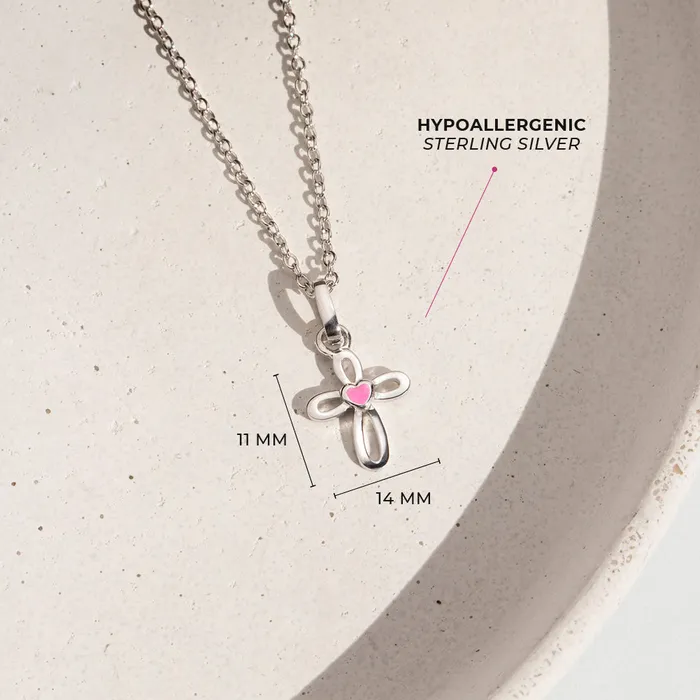 Baby Pendants Necklaces Necklaces Tiny Open CZ Cross 11mm ToddlerKidsGirls Necklace Religious Sterling Silver