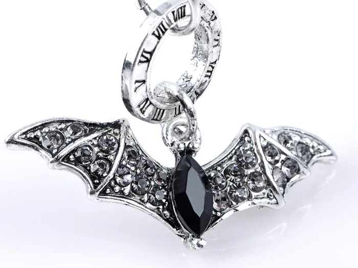 Black Flying Bat Pendant Necklace With Roman Numeral Engravings Alilang Necklaces Black Flying Bat Pendant Necklace With Roman Numeral Engravings Alilang Necklaces