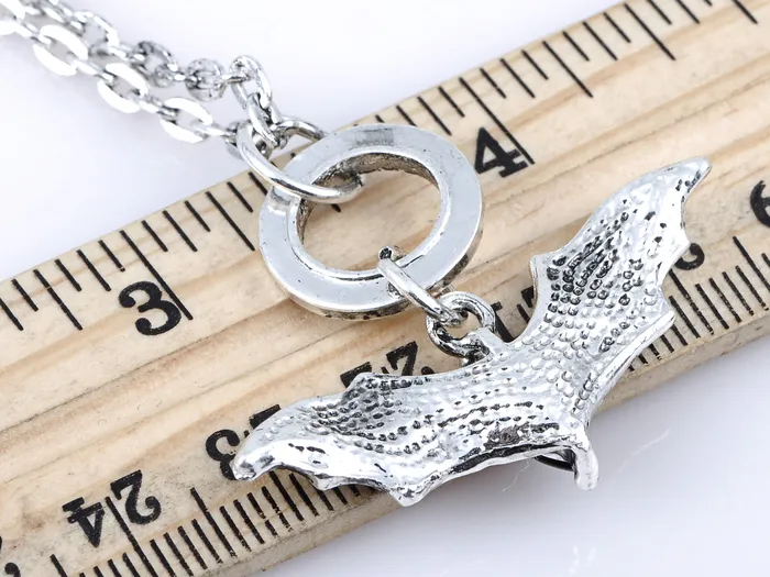 Black Flying Bat Pendant Necklace With Roman Numeral Engravings Alilang Necklaces Black Flying Bat Pendant Necklace With Roman Numeral Engravings Alilang Necklaces