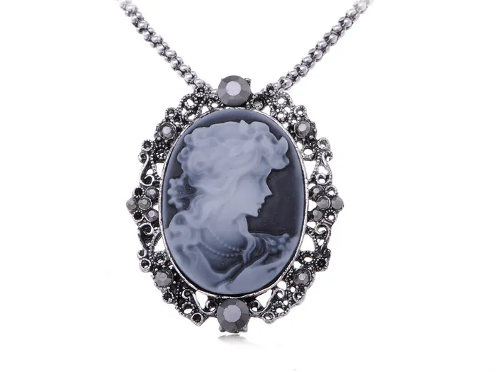 Gun Cameo Lady Victorian Pendant Necklace Alilang Necklaces