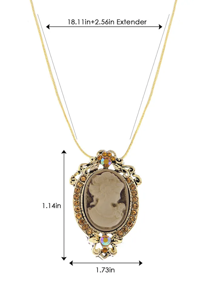 Gun Cameo Lady Victorian Pendant Necklace Alilang Necklaces Gun Cameo Lady Victorian Pendant Necklace Alilang Necklaces