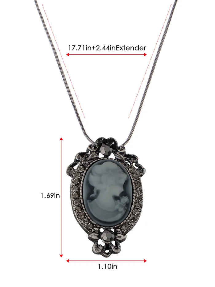 Gun Cameo Lady Victorian Pendant Necklace Alilang Necklaces Gun Cameo Lady Victorian Pendant Necklace Alilang Necklaces