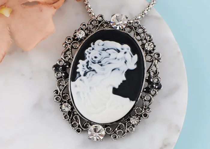 Gun Cameo Lady Victorian Pendant Necklace Alilang Necklaces Gun Cameo Lady Victorian Pendant Necklace Alilang Necklaces