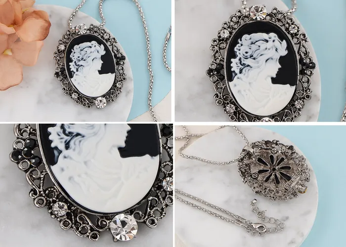 Gun Cameo Lady Victorian Pendant Necklace Alilang Necklaces Gun Cameo Lady Victorian Pendant Necklace Alilang Necklaces