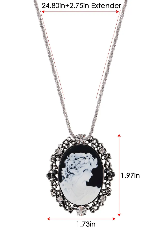 Gun Cameo Lady Victorian Pendant Necklace Alilang Necklaces Gun Cameo Lady Victorian Pendant Necklace Alilang Necklaces