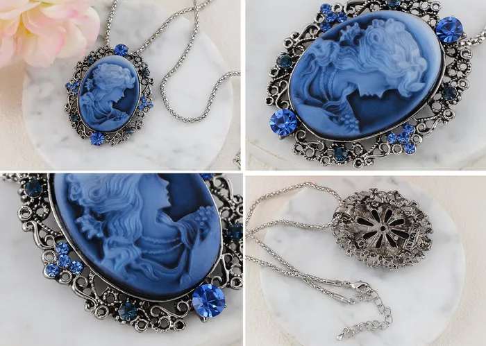 Gun Cameo Lady Victorian Pendant Necklace Alilang Necklaces Gun Cameo Lady Victorian Pendant Necklace Alilang Necklaces