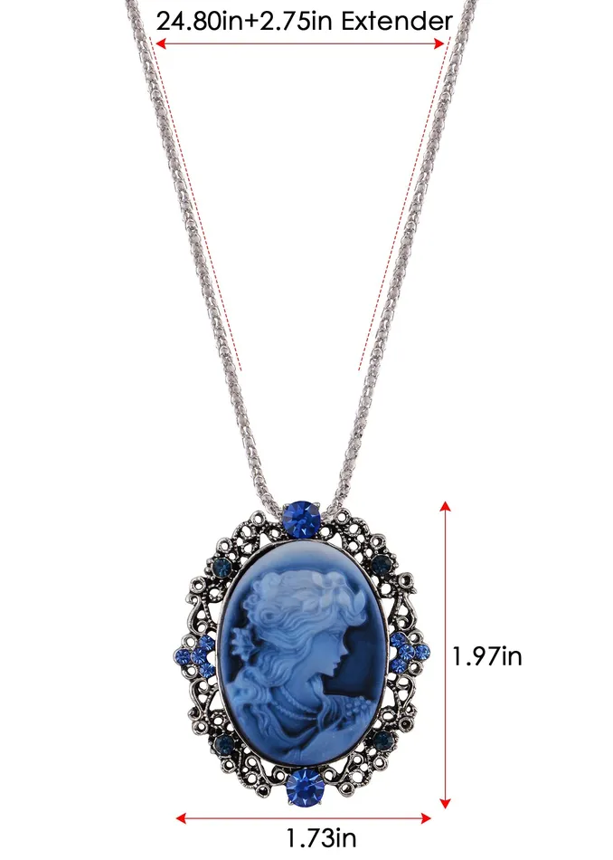 Gun Cameo Lady Victorian Pendant Necklace Alilang Necklaces Gun Cameo Lady Victorian Pendant Necklace Alilang Necklaces
